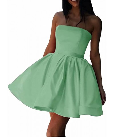 Strapless Homecoming Dresses for Teens Short Satin Prom Cocktail Gown with Pockets COO29 Champagne $26.65 Dresses