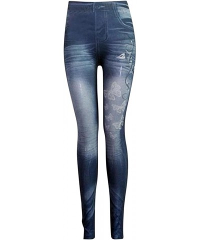 Skinny Pants Womens Denim Long Floral Flowers Print Jegging Blue-7 $6.75 Jeans