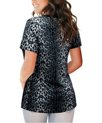 Women's V Neck Long Sleeve Shirts Button Down Tunic Blouses Fall Basic Tops Tee 2023 A1-leopard01-284 $14.03 Tops