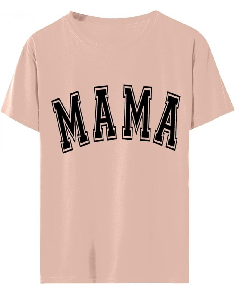 Mama T-Shirts Women Mama Letter Print Shirts Mom Life Casual Momma Short Sleeve Tee Tops Mama Shirt Mothers Day Top Mom Gift ...