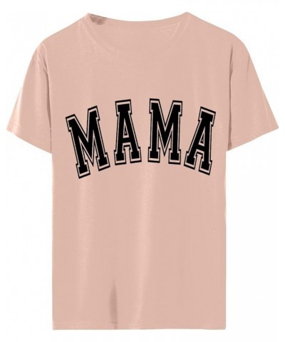 Mama T-Shirts Women Mama Letter Print Shirts Mom Life Casual Momma Short Sleeve Tee Tops Mama Shirt Mothers Day Top Mom Gift ...