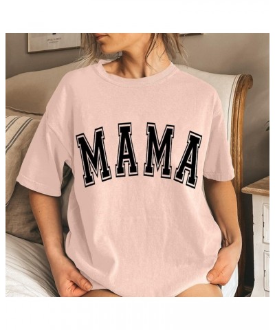 Mama T-Shirts Women Mama Letter Print Shirts Mom Life Casual Momma Short Sleeve Tee Tops Mama Shirt Mothers Day Top Mom Gift ...