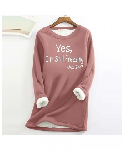 Sherpa Lined Fleece Sweatshirts for Women Winter Warm Fuzzy Pullover Crewneck Soft Thermal Underwear Loungewear 08 Pink $10.0...