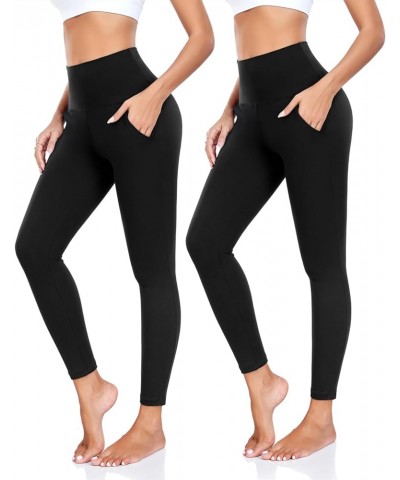 Leggings with Pockets for Women - Yoga Pants with Pockets,Soft High Waist Tummy Control Non See Through Workout Pants Small-M...