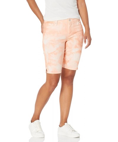 womens Mid Rise Feminine Cut Bermuda Shorts, Coral Essence Feather Tiedye, 20 Plus $13.05 Shorts