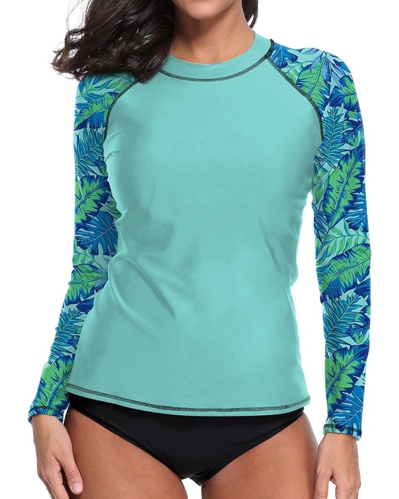 Women UPF 50+ Long Sleeve Rash Guard Shirts Sun Protection BJJ Jiu Jitsu Swim Shirt Surf Swimwear Top 004-1004-blue $15.67 Sw...