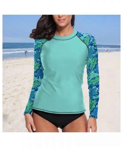 Women UPF 50+ Long Sleeve Rash Guard Shirts Sun Protection BJJ Jiu Jitsu Swim Shirt Surf Swimwear Top 004-1004-blue $15.67 Sw...