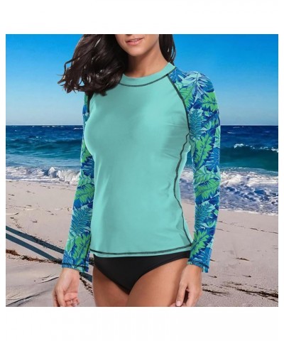 Women UPF 50+ Long Sleeve Rash Guard Shirts Sun Protection BJJ Jiu Jitsu Swim Shirt Surf Swimwear Top 004-1004-blue $15.67 Sw...