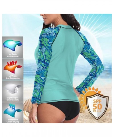 Women UPF 50+ Long Sleeve Rash Guard Shirts Sun Protection BJJ Jiu Jitsu Swim Shirt Surf Swimwear Top 004-1004-blue $15.67 Sw...