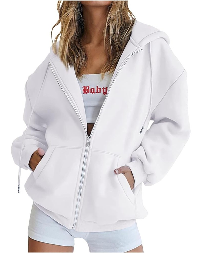 Sweatshirt for Womens Fashion Full Zip Hoodie Oversized Long Sleeve Jackets Y2k Trendy Teen Girls Fall Clothes 2023 J019-whit...