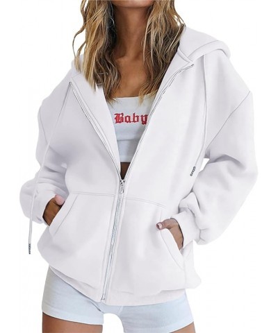 Sweatshirt for Womens Fashion Full Zip Hoodie Oversized Long Sleeve Jackets Y2k Trendy Teen Girls Fall Clothes 2023 J019-whit...