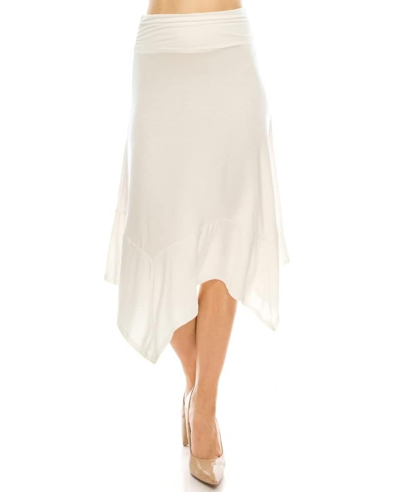 Women's Flowy Handkerchief Hemline Midi Skirt Ws01-off White $10.40 Skirts