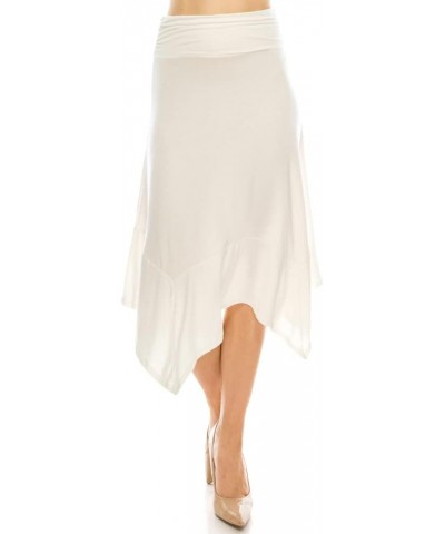 Women's Flowy Handkerchief Hemline Midi Skirt Ws01-off White $10.40 Skirts