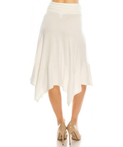 Women's Flowy Handkerchief Hemline Midi Skirt Ws01-off White $10.40 Skirts