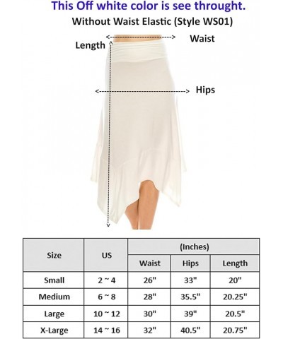 Women's Flowy Handkerchief Hemline Midi Skirt Ws01-off White $10.40 Skirts