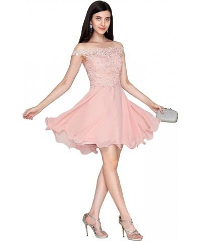 Women's Chiffon lace Off Shoulder Short Homecoming Dress Party Prom Dresses Champagne $36.50 Dresses