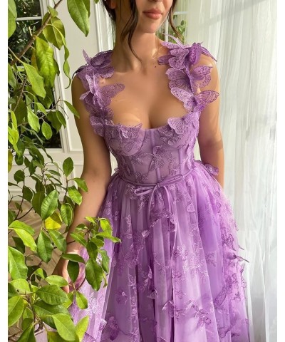 Women's 3D Butterfly Tulle Prom Dresses Lace Applique Formal Party Evening Gowns Tea Length Hunter Green $36.71 Dresses