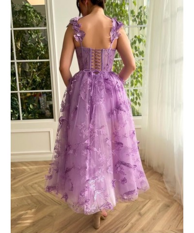 Women's 3D Butterfly Tulle Prom Dresses Lace Applique Formal Party Evening Gowns Tea Length Hunter Green $36.71 Dresses