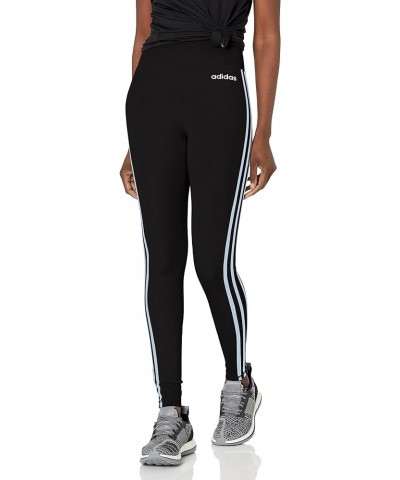 Women's Designed 2 Move 3-Stripes High-Rise Long Tights Black/Glow Blue $20.35 Activewear