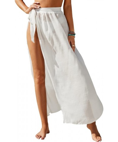 Sarong Coverups for Women Bathing Suit Wrap Swimsuit Skirt Beach Bikini Cover Up Swimwear Chiffon White $12.09 Swimsuits