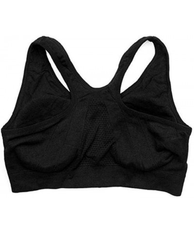 Women Running Shockproof Wirefree Seamless Sports Bra with Front-Zip Closure Black $10.24 Lingerie