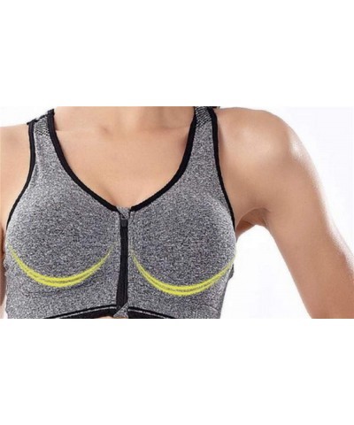 Women Running Shockproof Wirefree Seamless Sports Bra with Front-Zip Closure Black $10.24 Lingerie