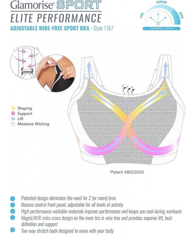 Women's Elite Performance Adjustable Wirefree Sport Bra 1167 Blue $16.47 Others