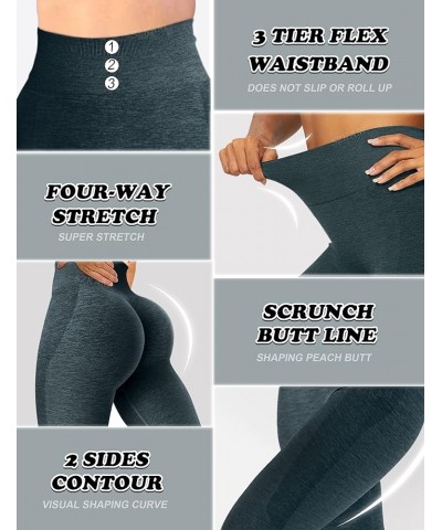 Workout Leggings for Women Scrunch Butt Lifting Leggings Booty High Waist Yoga Pants Seamless Gym Tights 9i-navy Marl $15.11 ...