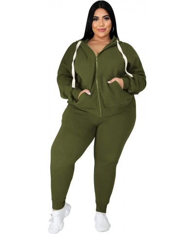 Womens Plus Size 2 Piece Outfits Long Sleeve Sweatsuit Hooded TrackSuit Sets Matching Loungewear with Pockets Dark Green $15....