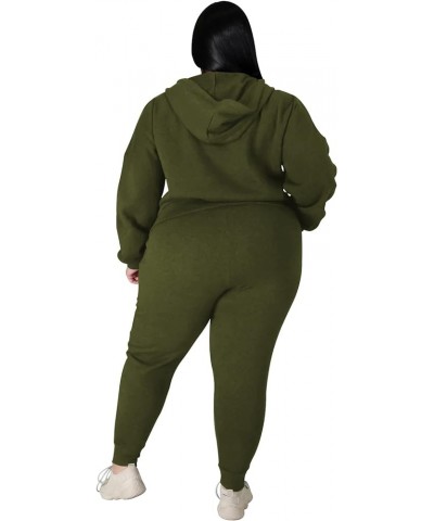 Womens Plus Size 2 Piece Outfits Long Sleeve Sweatsuit Hooded TrackSuit Sets Matching Loungewear with Pockets Dark Green $15....