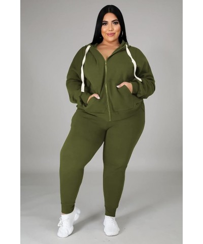 Womens Plus Size 2 Piece Outfits Long Sleeve Sweatsuit Hooded TrackSuit Sets Matching Loungewear with Pockets Dark Green $15....