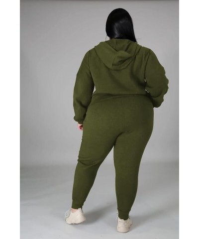 Womens Plus Size 2 Piece Outfits Long Sleeve Sweatsuit Hooded TrackSuit Sets Matching Loungewear with Pockets Dark Green $15....