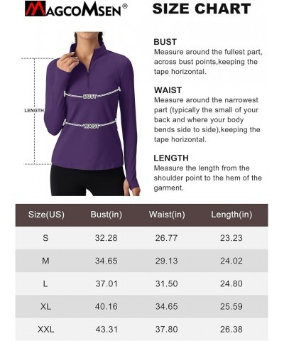 Women's Quarter Zip Pullover Shirts with Pockets Slim Fit Workout Running Jackets with Thumb Holes Deep Purple $13.93 Jackets