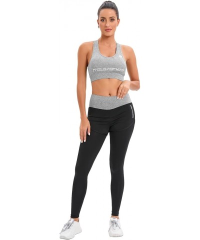 Women's 5pcs Sport Suits Fitness Yoga Running Athletic Tracksuits Light Grey $27.92 Activewear