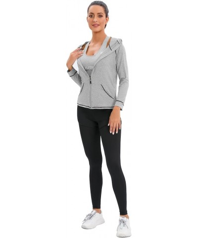 Women's 5pcs Sport Suits Fitness Yoga Running Athletic Tracksuits Light Grey $27.92 Activewear