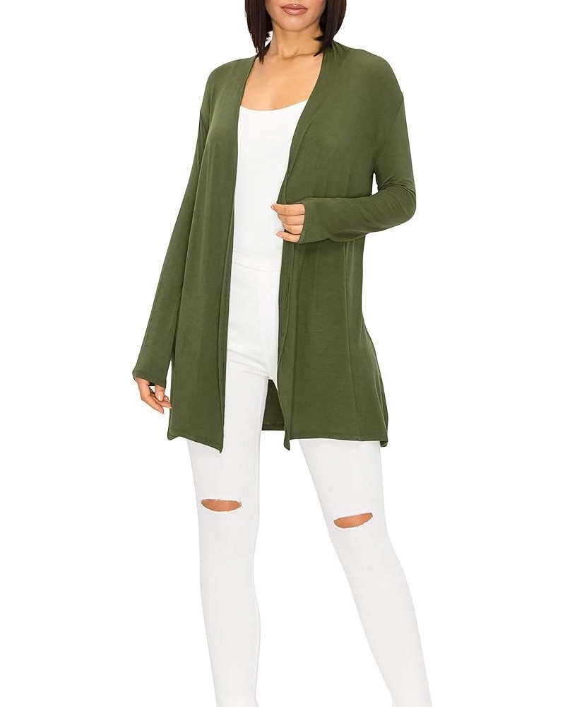 Women's Long Cardigans Wrap Sweater - Lightweight Summer Dress with Open Front - Comfy, Commuting, Work and Travel Ll Olive G...