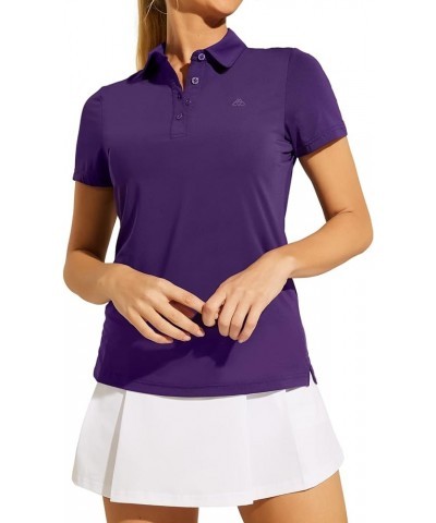 Women's Golf Polo Shirts Dry Fit 4 Button Short Sleeve Cool Tennis Shirt Casual Work Collared Shirts Moisture Wicking Dark Pu...