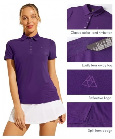 Women's Golf Polo Shirts Dry Fit 4 Button Short Sleeve Cool Tennis Shirt Casual Work Collared Shirts Moisture Wicking Dark Pu...