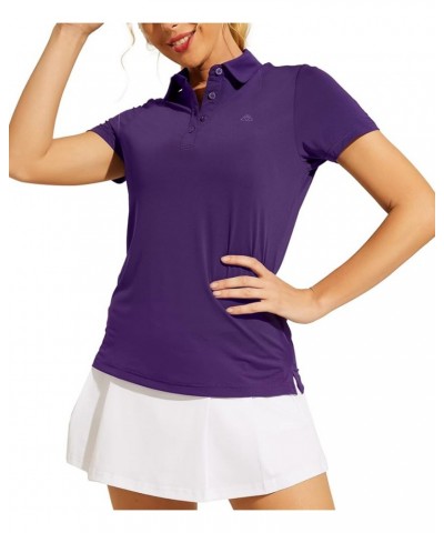 Women's Golf Polo Shirts Dry Fit 4 Button Short Sleeve Cool Tennis Shirt Casual Work Collared Shirts Moisture Wicking Dark Pu...