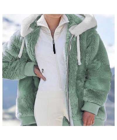 Women Fuzzy Fleece Winter Hooded Jacket Drawstring Sherpa Lined Oversized Coats Winter Fashion Outerwear A03-green $10.59 Jac...