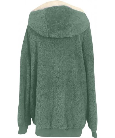 Women Fuzzy Fleece Winter Hooded Jacket Drawstring Sherpa Lined Oversized Coats Winter Fashion Outerwear A03-green $10.59 Jac...