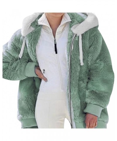 Women Fuzzy Fleece Winter Hooded Jacket Drawstring Sherpa Lined Oversized Coats Winter Fashion Outerwear A03-green $10.59 Jac...