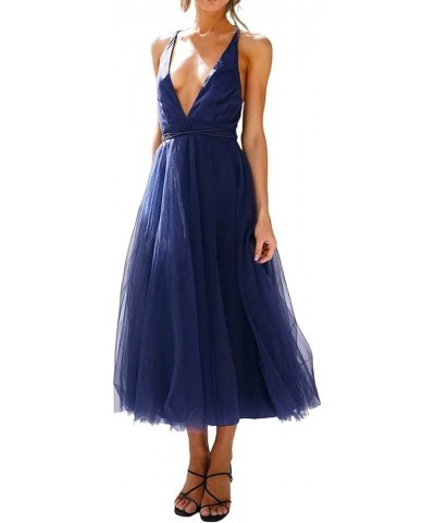 Women's Off Shoulder Long Ruched Tulle Evening Dresses Bridesmaid Dresses Wedding Guest Dresses for Women Lace D-blue $37.48 ...