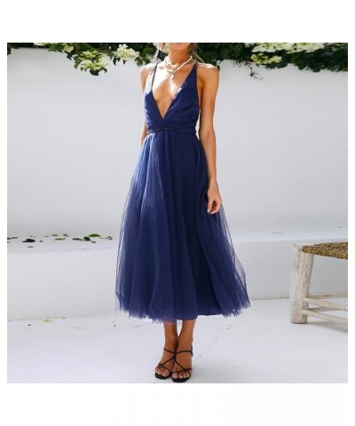 Women's Off Shoulder Long Ruched Tulle Evening Dresses Bridesmaid Dresses Wedding Guest Dresses for Women Lace D-blue $37.48 ...