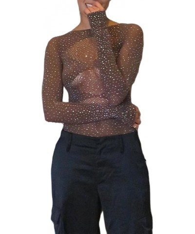 Rhinestone Cut Out Sexy Bodysuit Top for Women 2023 Fashion Slim Long Sleeve Mesh T-shirt One Piece Y2k Jumpsuit Beige $9.17 ...