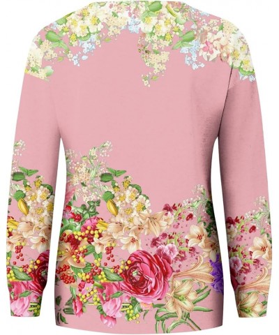 Sweatshirt For Women,Women'S Casual Floral Print Patchwork Pullover Crewneck Long Sleeve Shirt Oversized Fall Tops 5-pink $8....