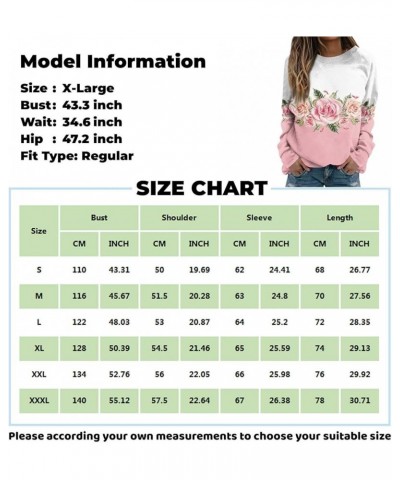 Sweatshirt For Women,Women'S Casual Floral Print Patchwork Pullover Crewneck Long Sleeve Shirt Oversized Fall Tops 5-pink $8....