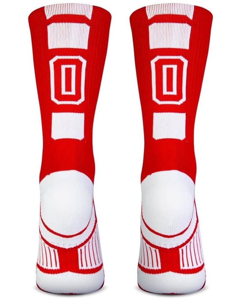 Custom Team Number Crew Socks | Youth & Adult Athletic Socks Red | Choose Your Number 0 Team Number $10.07 Socks