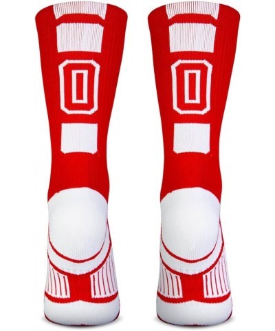 Custom Team Number Crew Socks | Youth & Adult Athletic Socks Red | Choose Your Number 0 Team Number $10.07 Socks