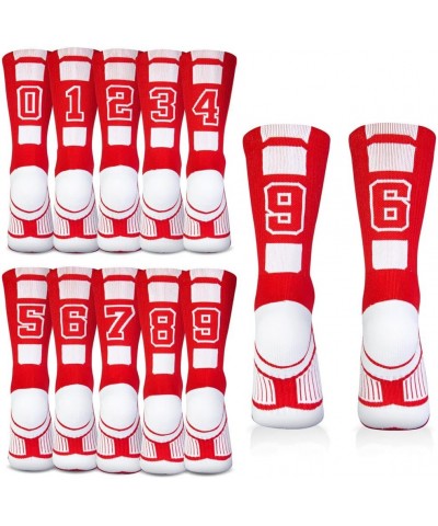 Custom Team Number Crew Socks | Youth & Adult Athletic Socks Red | Choose Your Number 0 Team Number $10.07 Socks